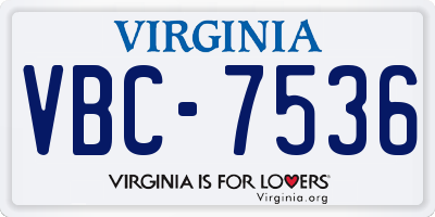 VA license plate VBC7536
