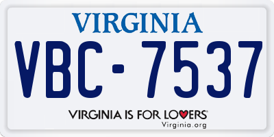 VA license plate VBC7537