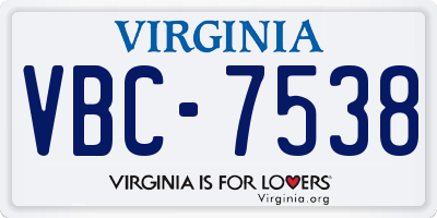 VA license plate VBC7538