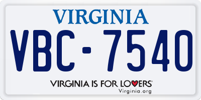 VA license plate VBC7540