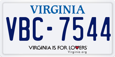 VA license plate VBC7544