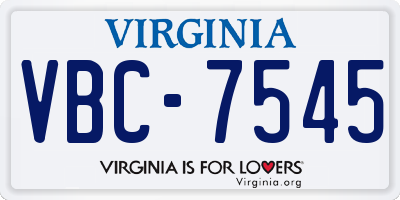 VA license plate VBC7545