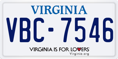 VA license plate VBC7546