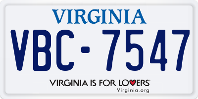 VA license plate VBC7547