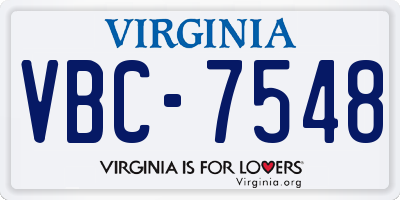 VA license plate VBC7548