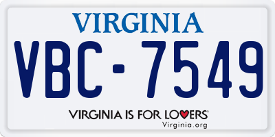 VA license plate VBC7549