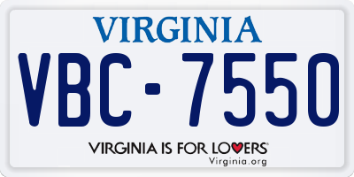 VA license plate VBC7550