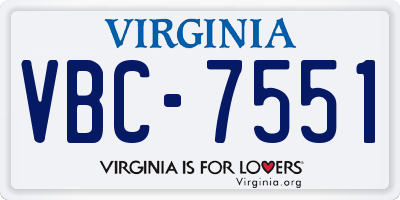 VA license plate VBC7551