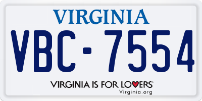 VA license plate VBC7554