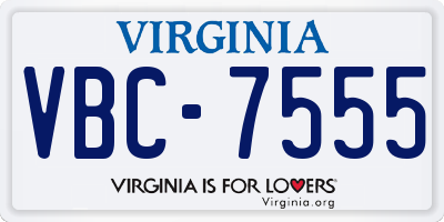 VA license plate VBC7555