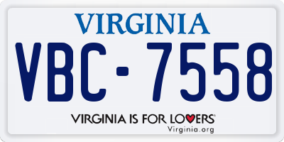 VA license plate VBC7558