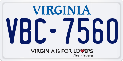 VA license plate VBC7560