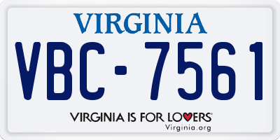 VA license plate VBC7561