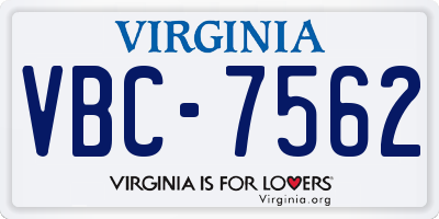 VA license plate VBC7562