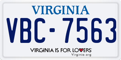 VA license plate VBC7563