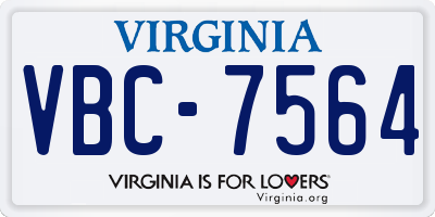 VA license plate VBC7564