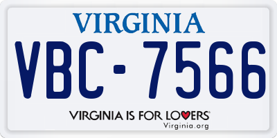 VA license plate VBC7566