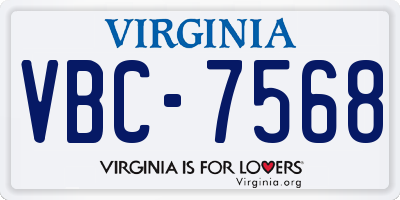 VA license plate VBC7568