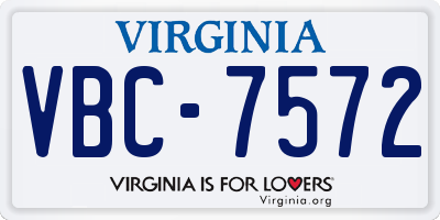VA license plate VBC7572