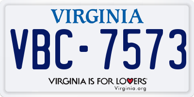 VA license plate VBC7573