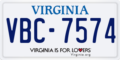 VA license plate VBC7574