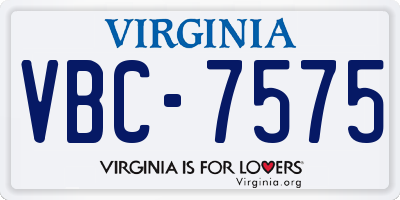 VA license plate VBC7575