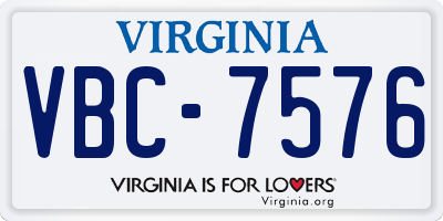 VA license plate VBC7576
