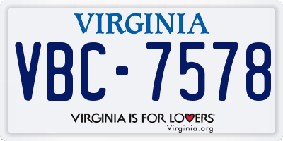 VA license plate VBC7578