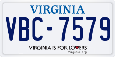 VA license plate VBC7579