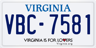 VA license plate VBC7581