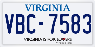 VA license plate VBC7583
