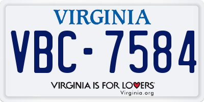 VA license plate VBC7584