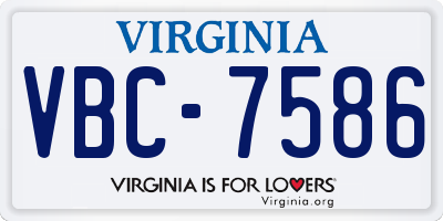 VA license plate VBC7586