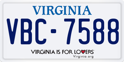 VA license plate VBC7588