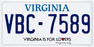 VA license plate VBC7589