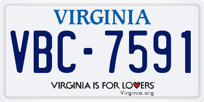 VA license plate VBC7591