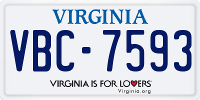 VA license plate VBC7593