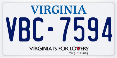 VA license plate VBC7594