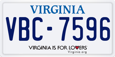VA license plate VBC7596
