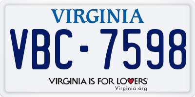 VA license plate VBC7598