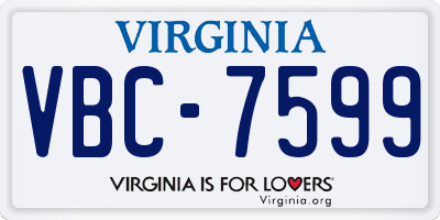 VA license plate VBC7599