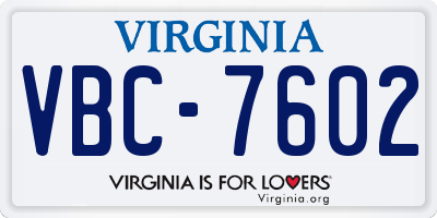 VA license plate VBC7602