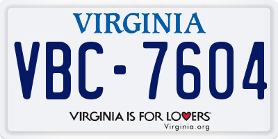 VA license plate VBC7604