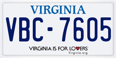 VA license plate VBC7605