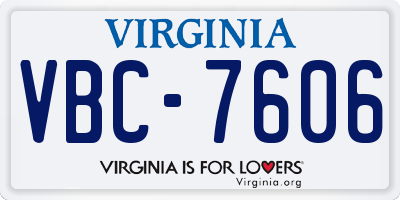 VA license plate VBC7606