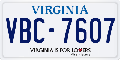 VA license plate VBC7607