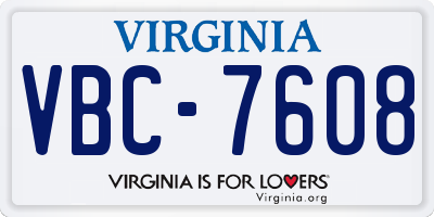 VA license plate VBC7608