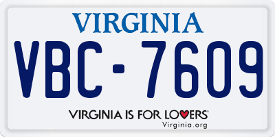 VA license plate VBC7609