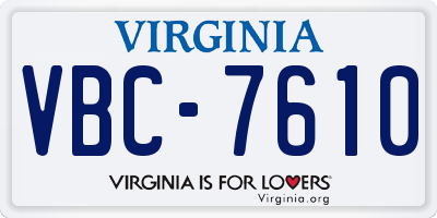 VA license plate VBC7610