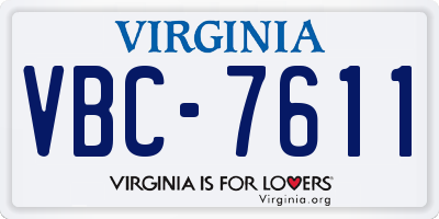 VA license plate VBC7611